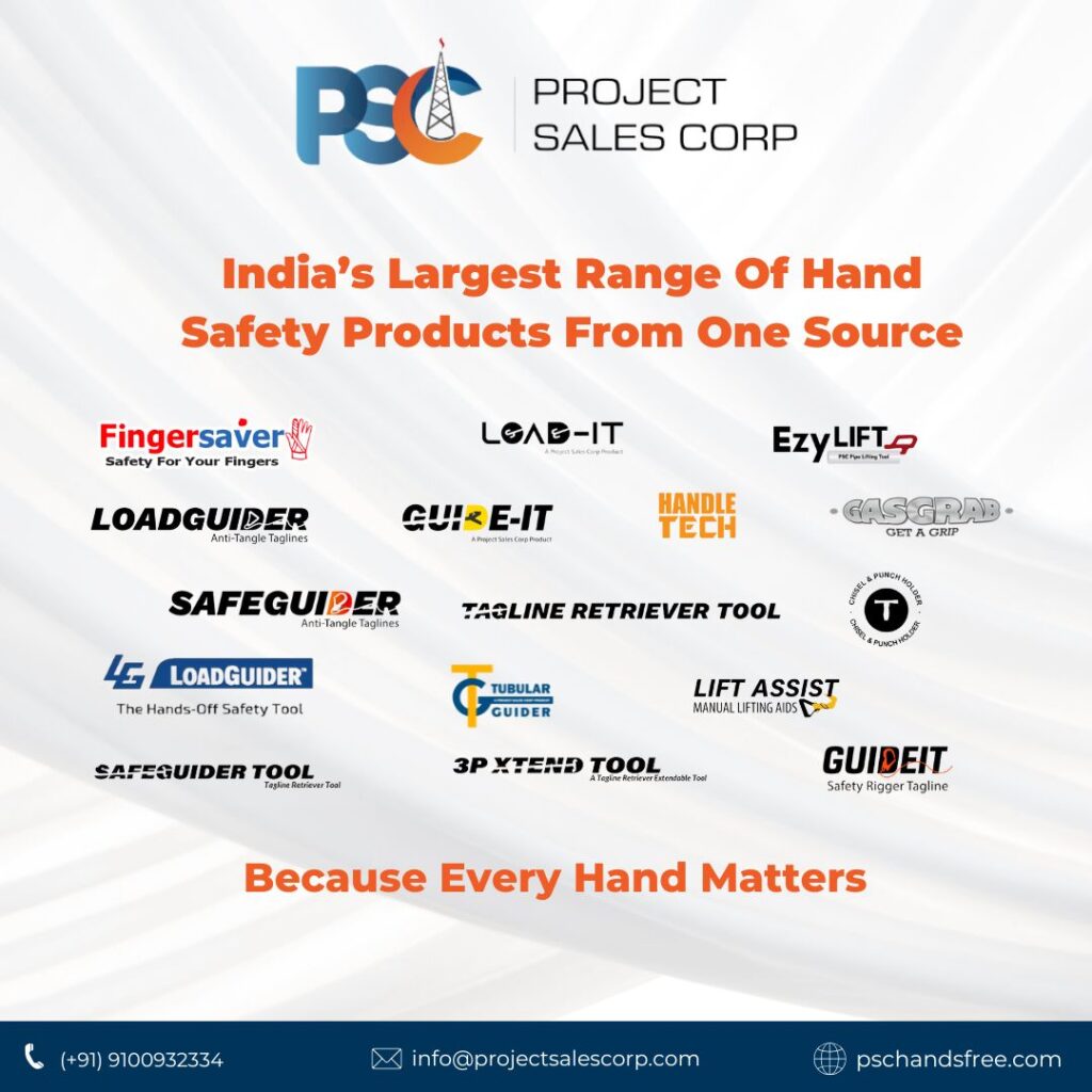 PSC Guide It™ Safety Rigger Tagline
PSC Hand Safety India – No Touch Hands Free Hands Off Safety Tools