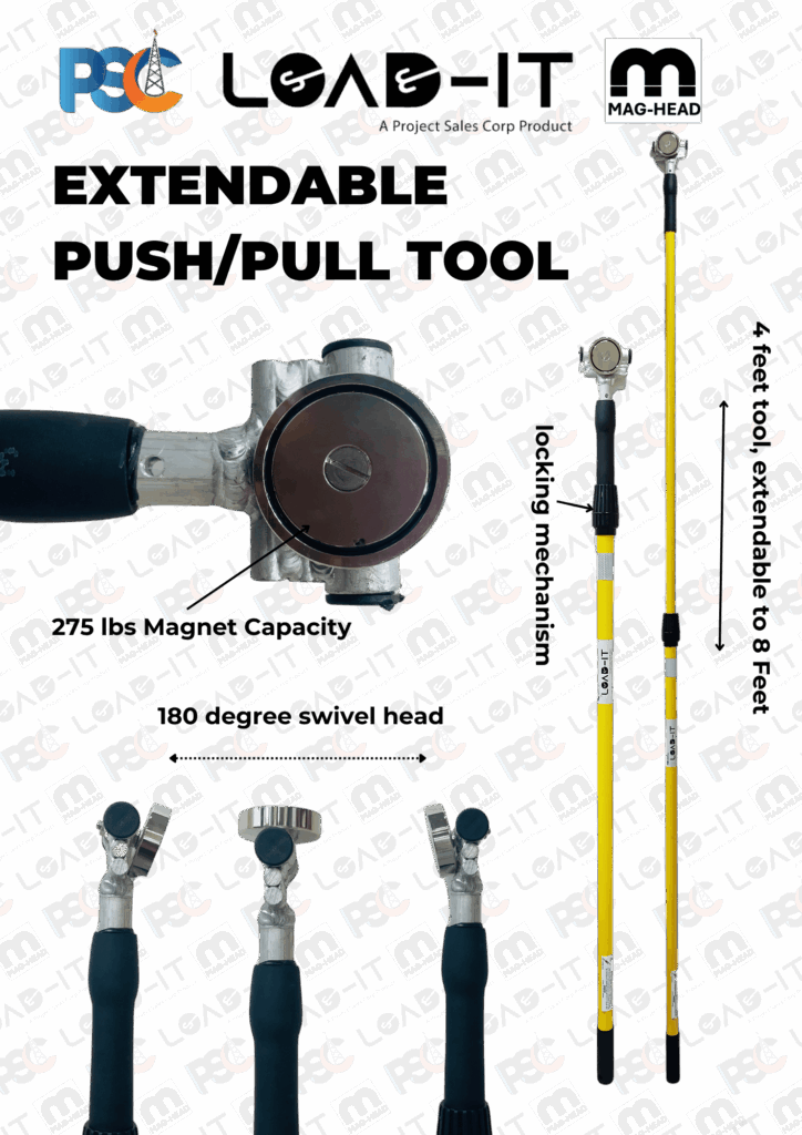 PSC Load-it® Maghead Extendable Push Pull Tool//Stick/Pole | No Touch Hand Free Safety Tool