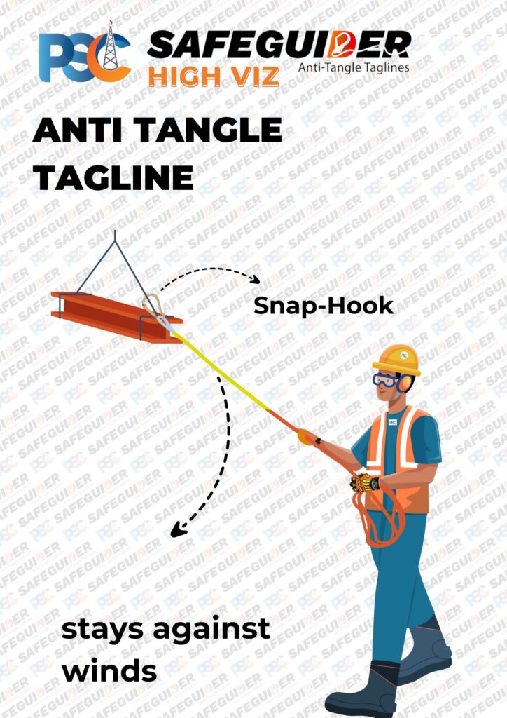 PSC SAFEGUIDER HIGH-VIZ ANTI TANGLE TAGLINE | PSC Hand Safety - No Touch Hands Free Hands Off Safety Tools